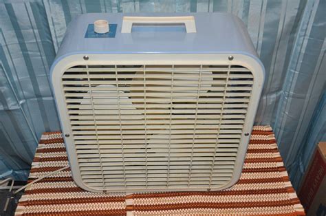 vintage Kmart model K14X sky blue box fan, working 3 speed